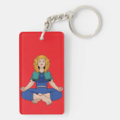 Beautiful Blonde Girl Yoga Pose Lotus Cute キーホルダー (裏面)