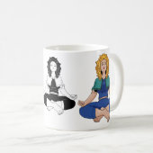 Beautiful Blonde Girl Yoga Pose Lotus Cute コーヒーマグカップ (正面右)