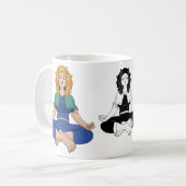 Beautiful Blonde Girl Yoga Pose Lotus Cute コーヒーマグカップ (正面左)