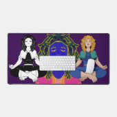Beautiful Blonde Girl Yoga Pose Lotus Cute デスクマット (キーボード&マウス)