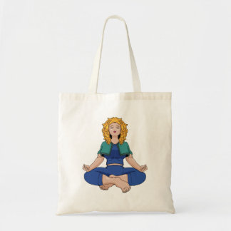 Beautiful Blonde Girl Yoga Pose Lotus Cute トートバッグ