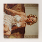 Beautiful blonde pin-up 50's art ジグソーパズル (横)