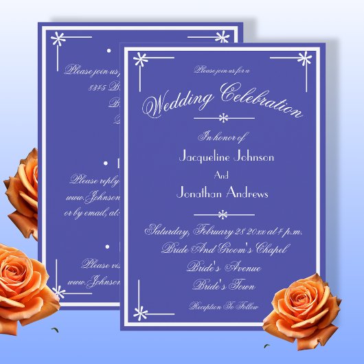 Beautiful Blue All In One RSVP Website Wedding 招待状