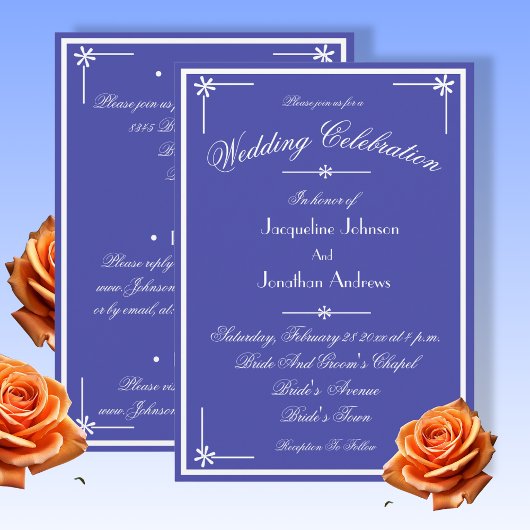 Beautiful Blue All In One RSVP Website Wedding 招待状