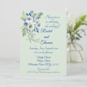 Beautiful Blue And Mint Floral Wedding Invitations 招待状 (スタンド正面)