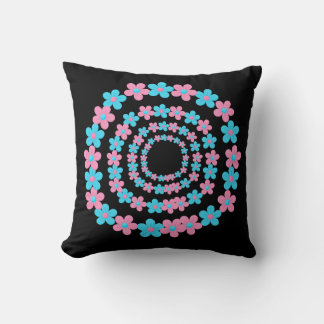 Beautiful Blue and Pink Floral Pattern Blanket クッション