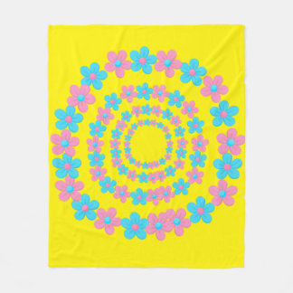 Beautiful Blue and Pink Floral Pattern Blanket フリースブランケット