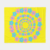 Beautiful Blue and Pink Floral Pattern Blanket フリースブランケット (正面(横))