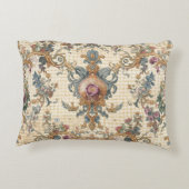 Beautiful, Blue Beigi Gold Ornament Flowers アクセントクッション (裏面)