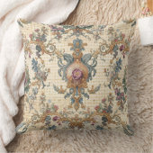 Beautiful, Blue Beigi Gold Ornament Flowers クッション (ブランケット)