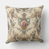 Beautiful, Blue Beigi Gold Ornament Flowers クッション (裏面)