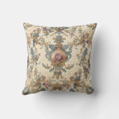 Beautiful, Blue Beigi Gold Ornament Flowers クッション (裏面)