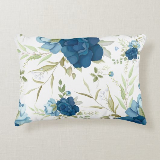 Beautiful Blue Floral Seamless Pattern アクセントクッション (正面)