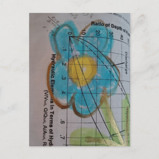 Beautiful Blue Flower on Vintage Textbook Page ポストカード