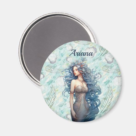 Beautiful Blue-Haired Mermaid  マグネット (正面/裏面)