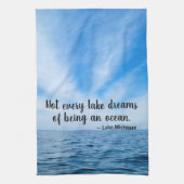Beautiful Blue Lake Michigan With Cirrus Clouds キッチンタオル (縦)