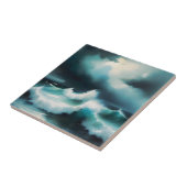 Beautiful Blue Ocean waves painting タイル (側面)