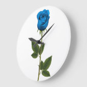 Beautiful Blue Rose with Stem and Leaves ラージ壁時計 (傾斜)