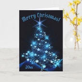 Beautiful Blue Shinning Stars on Christmas Tree   カード (黄色い花)