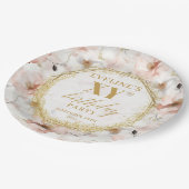 Beautiful Blush Floral Birthday Party Paper Plates ペーパープレート (アングル)