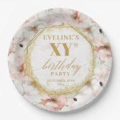 Beautiful Blush Floral Birthday Party Paper Plates ペーパープレート (正面)