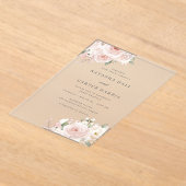 Beautiful Blush Flowers Elegant Wedding アクリル招待状 (レイダウン)