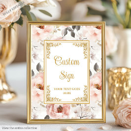 Beautiful blush flowers with gold accents custom  ポスター