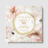 Beautiful Blush Ivory Gold Birthday Guest Book ゲストブック (正面)