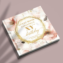 Beautiful Blush Ivory Gold Birthday Guest Book ゲストブック