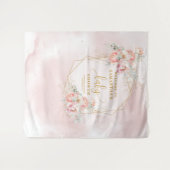 Beautiful blush pink flowers baby shower backdrop タペストリー (正面(横))