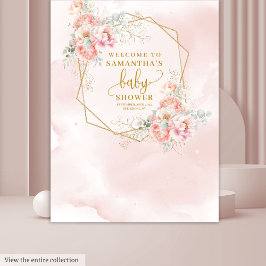 Beautiful blush pink flowers baby shower backdrop タペストリー