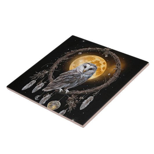 Beautiful Bohemian Dreamcatcher Owl タイル (側面)