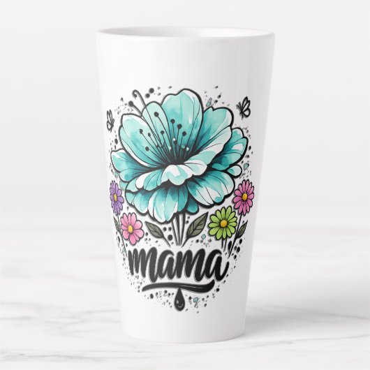Beautiful Boho Floral Mama Mother's Day  カフェラテマグ (正面)