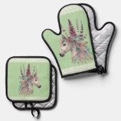 Beautiful Boho Horse 鍋つかみ&鍋敷きセット (正面/裏面)