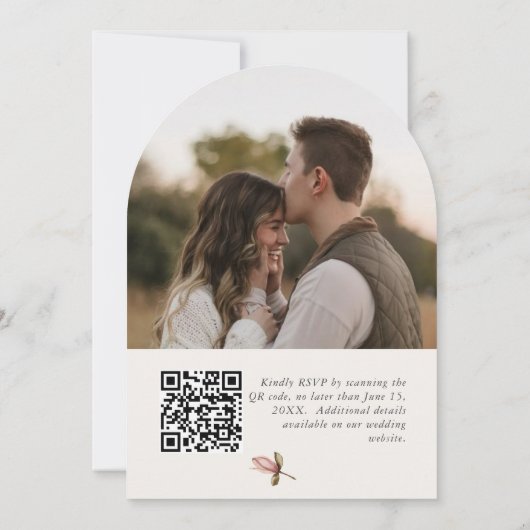 Beautiful boho neutral arch invitation 招待状 (裏面)