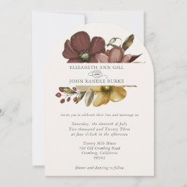 Beautiful boho neutral arch invitation 招待状