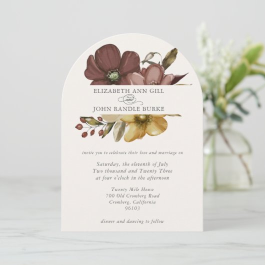 Beautiful boho neutral arch invitation 招待状 (スタンド正面)