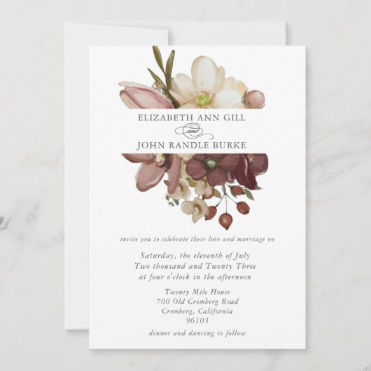 Beautiful boho rose & neutral wedding  招待状 (正面)