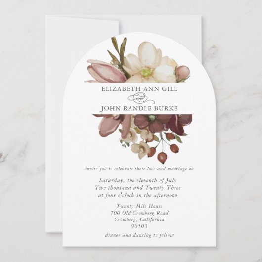 Beautiful boho rose & neutral wedding  招待状 (正面)