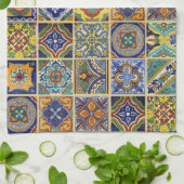 Beautiful Boho Talavera Tiles キッチンタオル (折り畳み)