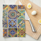Beautiful Boho Talavera Tiles キッチンタオル (四つ折り)