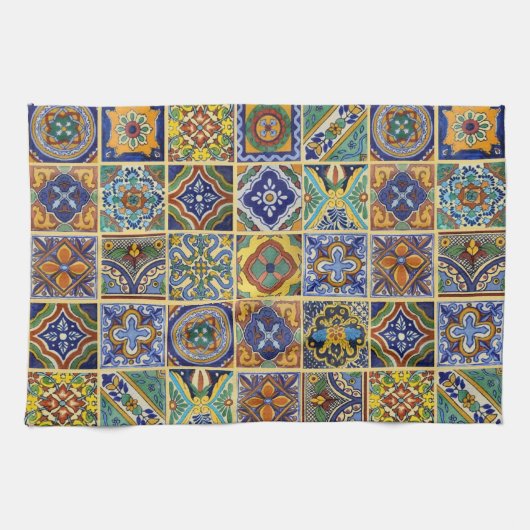 Beautiful Boho Talavera Tiles キッチンタオル (横)