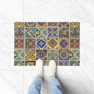 Beautiful Boho Talavera Tiles ドアマット