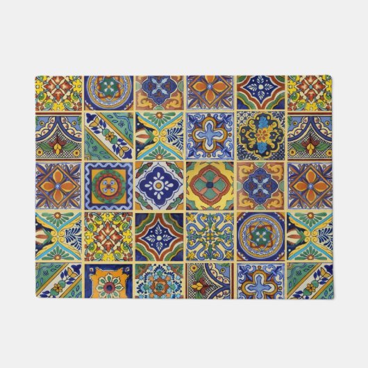 Beautiful Boho Talavera Tiles ドアマット (正面)