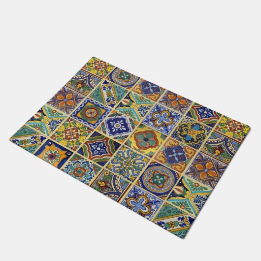 Beautiful Boho Talavera Tiles ドアマット (アングル)