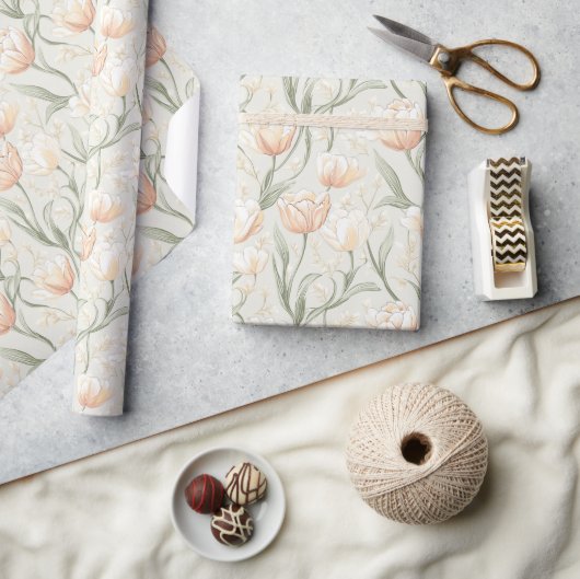 Beautiful Boho Tulip Flower Wrapping Paper ラッピングペーパー (クラフト)
