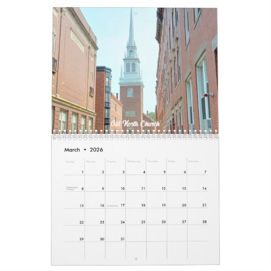 Beautiful Boston Wall Calendar カレンダー (3月 2026)