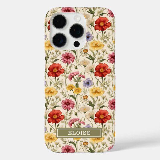 Beautiful Botanical Watercolor Wildflower Name  Case-Mate iPhoneケース (裏面)