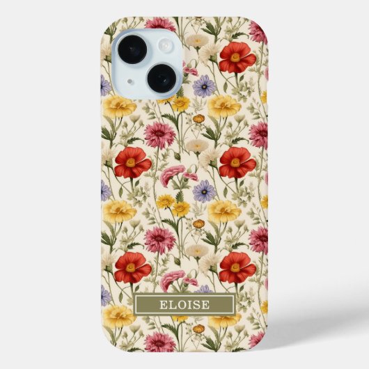 Beautiful Botanical Watercolor Wildflower Name Case-Mate iPhoneケース (裏面)