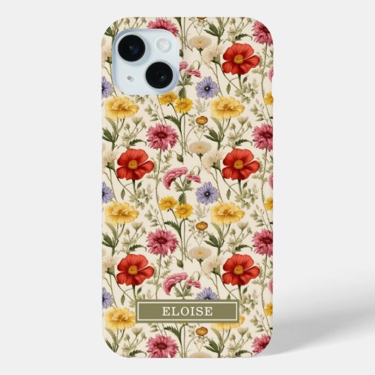 Beautiful Botanical Watercolor Wildflower Name Case-Mate iPhoneケース (裏面)